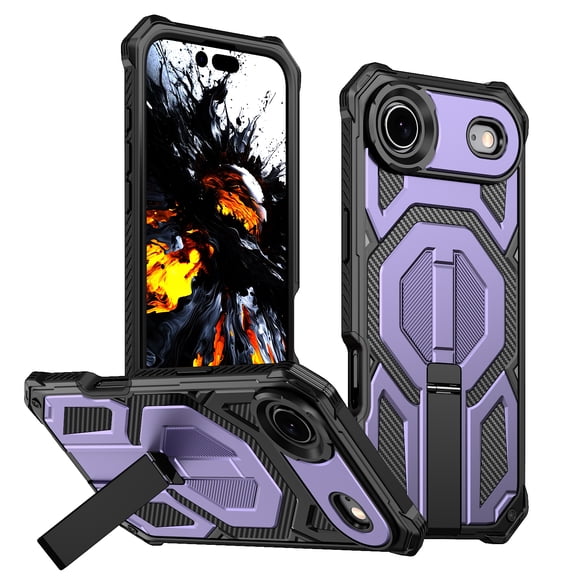 Allytechgroup Kickstand Case for iPhone Air, Support Wireless Charging Slim Lightweight Non-Slip Rugged Anti-Fingerprint Shockproof Magnetic Back Cover for iPhone Air, Purple