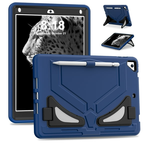 Allytechgroup Kids Case for Apple iPad 11th Generation 11" 2025 & iPad 10th Generation 10.9" 2022, Kids Friendly Heavy Duty Shockproof Tablet Case with Pencil Holder & Foldable Stand, Navy Blue