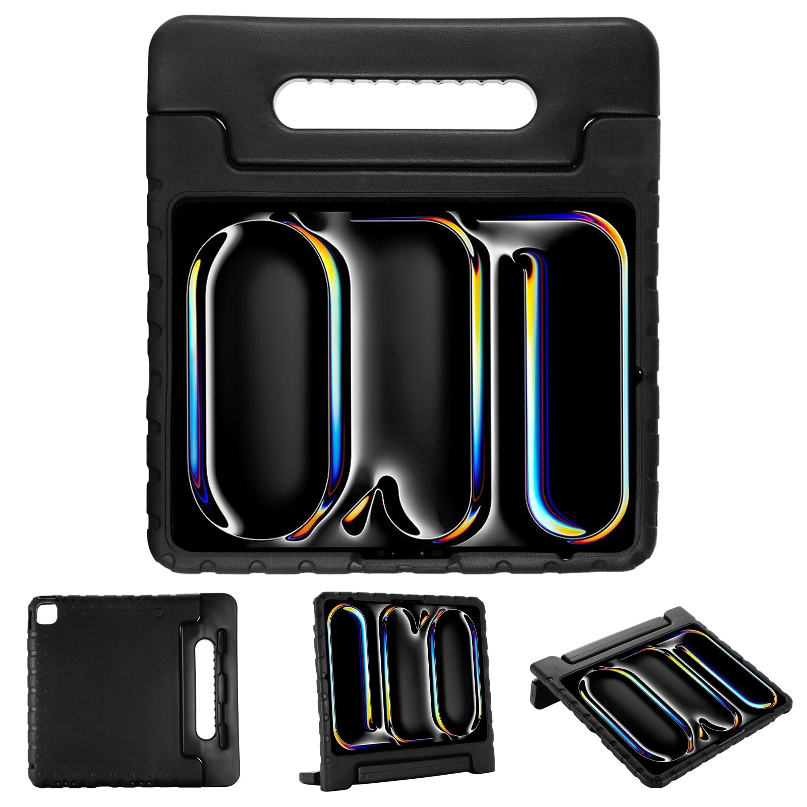 Allytechgroup Kids Case for Apple iPad Air 11 Inch M4 M3 M2 2026/2025/2024/ iPad Pro 11" 2024, Silicone EVA Lightweight Handle Design Stand Pencil Holder Case for Kids Girls Boys, Black