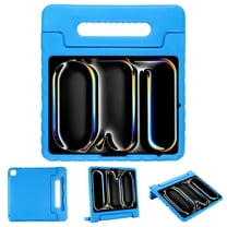 Allytechgroup Kids Case for Apple iPad Air 13 Inch 2025/2024/ iPad Pro 13" 2024, Silicone EVA Lightweight Handle Design Stand Pencil Holder Case for Kids Girls Boys, Blue