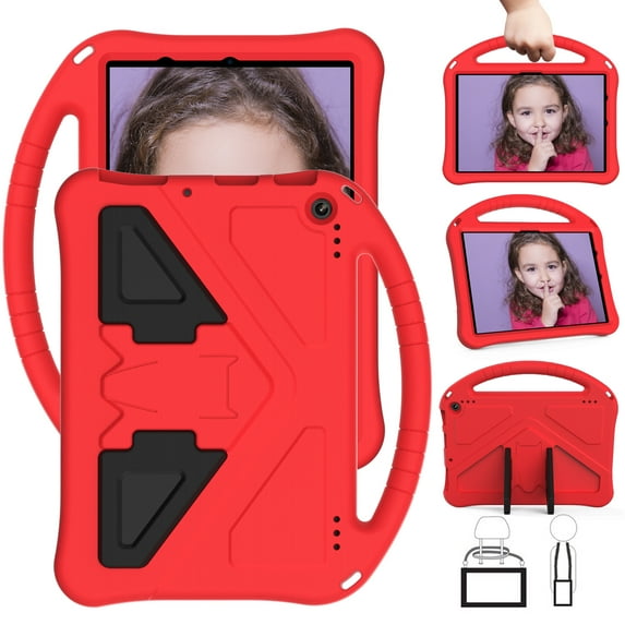 Allytechgroup Kids Case for Lenovo Tab M10 HD 2nd Gen 10.1 Inch 2020 TB-X306F / TB-X306X, EVA Shockproof Case with Foldable Kickstand / Handle Kids Friendly Case for Boys Girls Children, Red