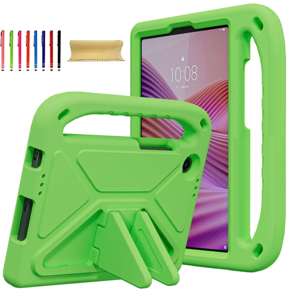Allytechgroup Kids Case for Lenovo Tab One 8.7 Case 2025 TB305FU, Soft Rubber Handle Stand Kids Friendly Anti-Scratch Shockproof Bumper Lightweight Tablet Case Cover for Lenovo Tab K9, Green