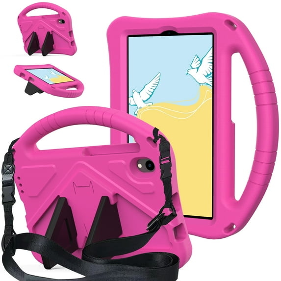 Allytechgroup Kids Case for Onn 7 Inch Tablet 2024 (Model:100135924), Onn 7 2024 Case with Shoulder Strap, Shockproof Protective Cover with Handle Stand for Onn 7 Inch Tablet Case 2024, Rose