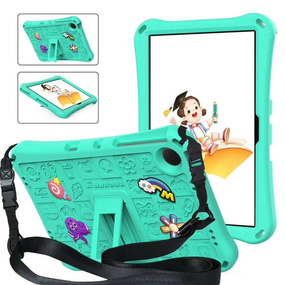 Allytechgroup Kids Case for Samsung Galaxy Tab A9+ 11", EVA Lightweight Bumper Shockproof Kickstand Shoulder Strap Children Friendly Tablet Case for Galaxy Tab A9+ Plus SM-X210 X215 X216, Mintgreen