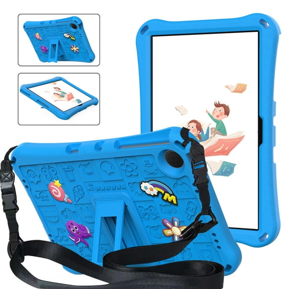 Allytechgroup Kids Case for Samsung Galaxy Tab A9 8.7", EVA Lightweight Bumper Shockproof Kickstand Shoulder Strap Children Friendly Tablet Case for Galaxy Tab A9 SM-X110 X115 X116, Skyblue