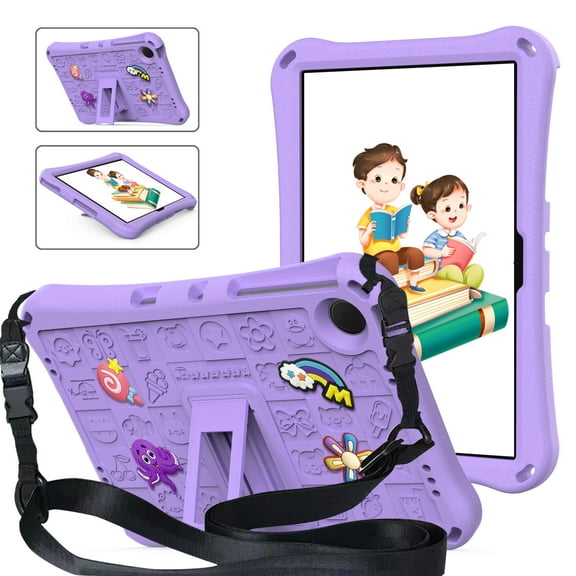 Allytechgroup Kids Case for Samsung Galaxy Tab A9 8.7", EVA Lightweight Bumper Shockproof Kickstand Shoulder Strap Children Friendly Tablet Case for Galaxy Tab A9 SM-X110 X115 X116, Lightpurple