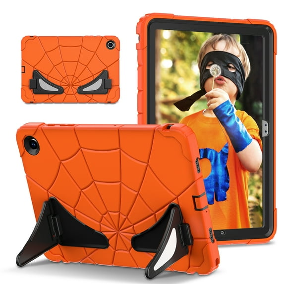Allytechgroup Kids Case for Samsung Galaxy Tab A9 Plus, Built-in Kickstand Military Grade Drop Protection Shockproof Hybrid Boy Girl Children Cover for Galaxy Tab A9+ 11 Inch 2023, Orange+Black