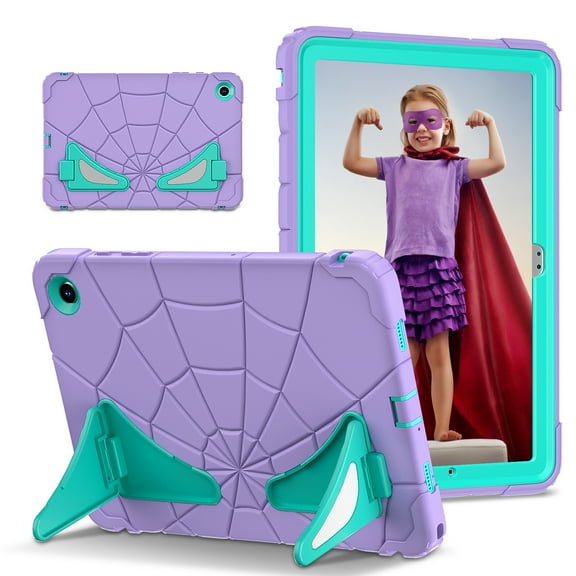 Allytechgroup Kids Case for Samsung Galaxy Tab A9 Plus, Built-in Kickstand Military Grade Drop Protection Shockproof Hybrid Boy Girl Children Cover for Galaxy Tab A9+ 11 Inch 2023, Purple+Green