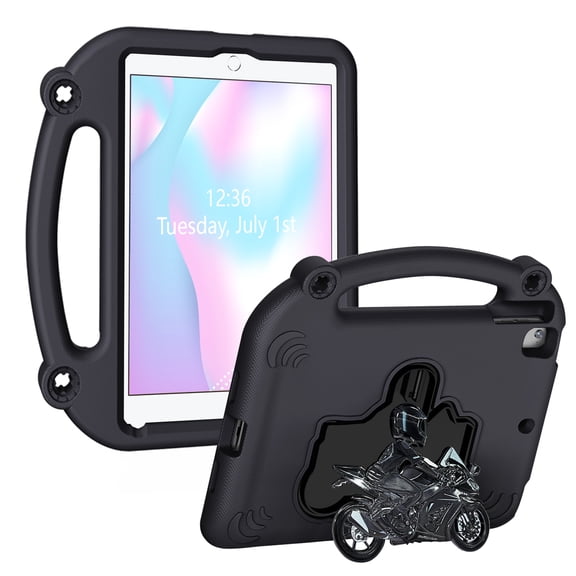 Allytechgroup Kids Case for iPad 6th/5th Generation 9.7 Inch 2018/2017, Shockproof Bumper Lightweight Handle Stand Anti-Scratch Non-Slip for Apple iPad Pro 9.7, Black