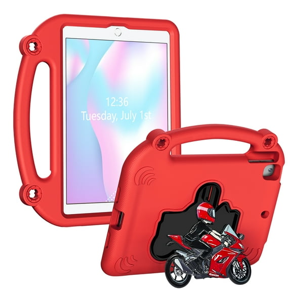 Allytechgroup Kids Case for iPad 9th/8th/7th Generation 10.2-Inch (2021/2020/2019 Release), Shockproof Shell Lightweight Handle Stand Anti-Scratch Non-Slip for Childern, Red