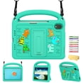 thumbnail image 1 of Allytechgroup Kids Case for iPad Mini 7 A17 Pro 2024 Model 8.3 Inch, iPad Mini 7th Generation Case with Pencil Holder/Hand Strap/Handle/Kickstand Cute Cartoon 3D DIY Kawaii Soft EVA Stand Cover,Green, 1 of 9