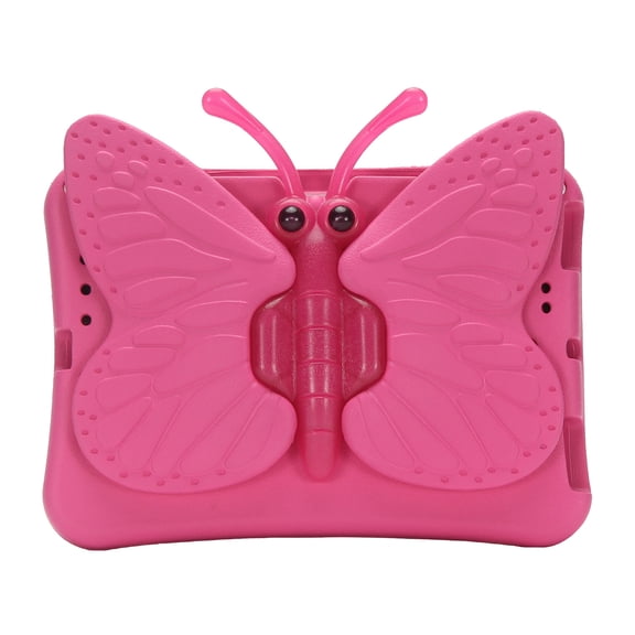 Allytechgroup Kids Case for iPad Mini 7th/6th Generation Case 2024/2021 8.3", iPad Mini 5/4/3/2/1 (7.9"), Cute Butterfly Rotating Stand Lightweight Kids Friendly Shockproof Case, Rose