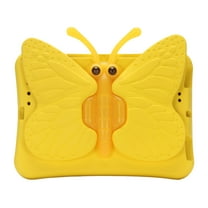 Allytechgroup Kids Case for iPad Mini 7th/6th Generation Case 2024/2021 8.3", iPad Mini 5/4/3/2/1 (7.9"), Cute Butterfly Rotating Stand Lightweight Kids Friendly Shockproof Case, Yellow