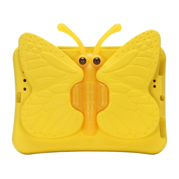 Allytechgroup Kids Case for iPad Mini 7th/6th Generation Case 2024/2021 8.3", iPad Mini 5/4/3/2/1 (7.9"), Cute Butterfly Rotating Stand Lightweight Kids Friendly Shockproof Case, Yellow