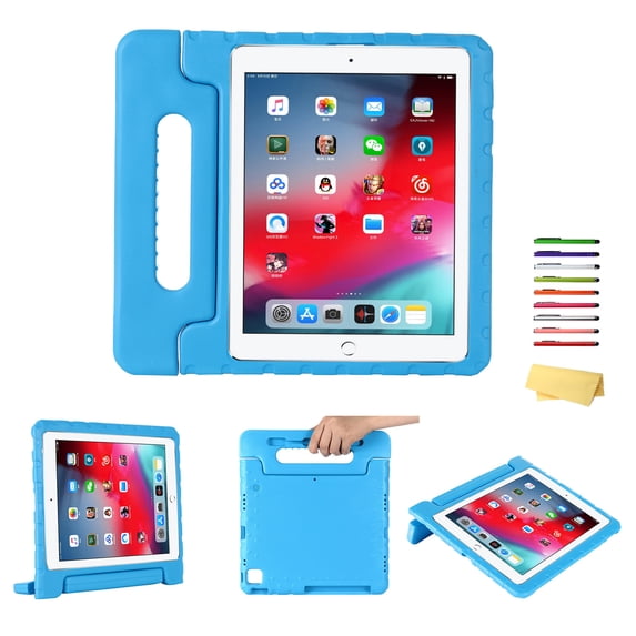 Allytechgroup Kids Case for iPad Pro 12.9 inch 2022/2021/2020/2018 (6th/5th/4th/3rd Generation) 12.9 Inch Tablet EVA Case with Rotating Kickstand Swivel Handle Shockproof Rugged Stand Cover, Blue