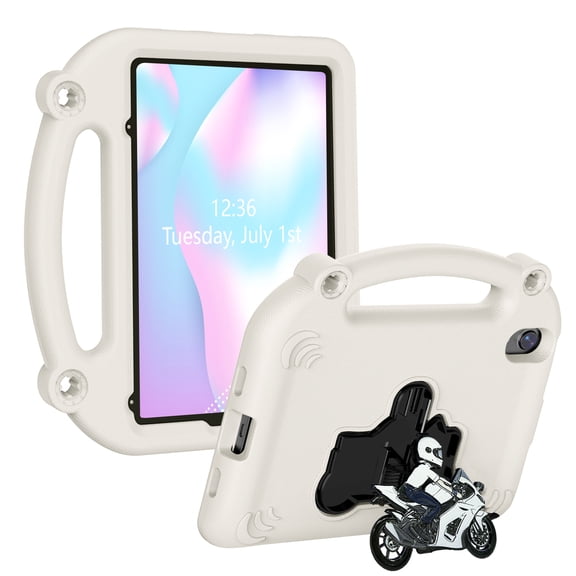 Allytechgroup Kids Case for iPad mini 7 (A17 Pro) 2024/ Mini 6 8.3", Shockproof Lightweight Handle Stand Anti-Scratch Non-Slip for iPad mini 7th/6th Generation 8.3", Offwhite