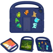 Allytechgroup Kids-Friendly Case for iPad 5th Gen/6th Gen/Air 2/Pro 9.7-inch, Lightweight Convenient Handle Stand EVA Cute DIY Figures Non-Slip Shockproof Cover for Children, Navyblue