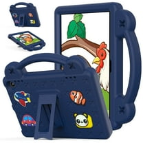Allytechgroup Kids Shockproof Case for All-New Amazon Fire HD 8 & 8 Plus Tablet Case (12th/10th Generation, 2024/2022/2020), EVA Handle Cover with Kickstand Drop-Proof Protective Shell, Navyblue