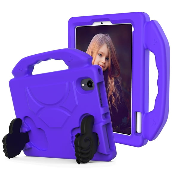 Allytechgroup Kids Shockproof Case for Apple iPad mini 6th Generatio 8.3 Inch, Silicone EVA Handle Stand Protective Kids Friendly Lightweight Tablet Case Cover Girls Boys, Purple