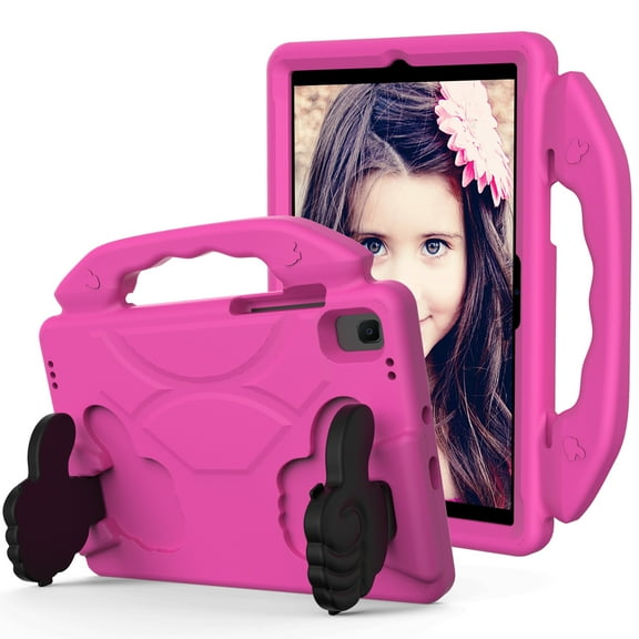 Allytechgroup Kids Shockproof Case for Samsung Galaxy Tab A7 10.4" 2022 2020 (SM-T509 T500 T505), EVA Thumb Design Kids Friendly Handle Stand Lightweight Case for Galaxy Tab A7 10.4", Rose