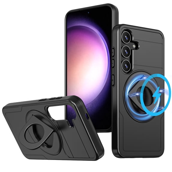 Allytechgroup Lightweight Case for Samsung Galaxy A54 5G,Rotatable Ring Kickstand,Sliding Lens Cover,Enhanced Camera & Screen Full Body Protection Shockproof Case for Samsung Galaxy A54 5G, Black
