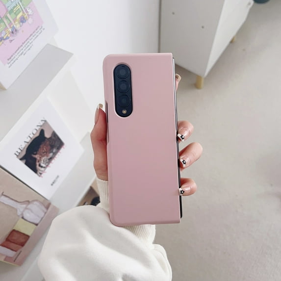 Allytechgroup Liquid Silicone Back Cover for Samsung Galaxy Z Fold 4, Slim Fit Bumper Shockproof Drop Protection Moranti Color Phone Case for Women Men, Pink