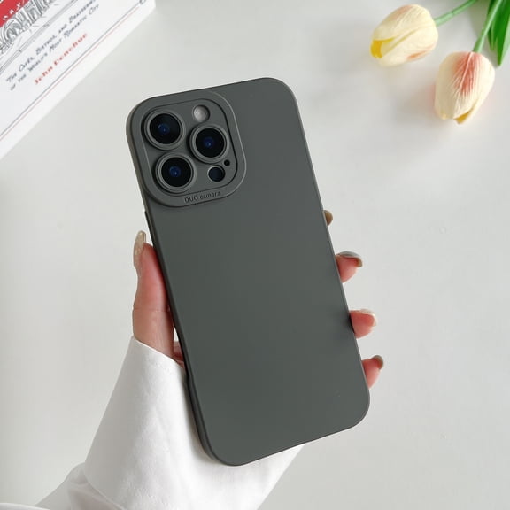 Allytechgroup Liquid Silicone Slim Phone Case for Apple iPhone 14 Plus, Ultra Thin Camera Lens Protective Anti-Scratch Shockproof Case Cover for Women Men, Graphite