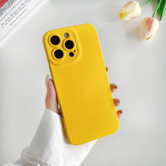 Allytechgroup Liquid Silicone Slim Phone Case for Apple iPhone 14 Pro Max, Ultra Thin Camera Lens Protective Anti-Scratch Shockproof Case Cover for Women Men, Yellow