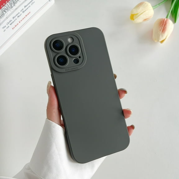 Allytechgroup Liquid Silicone Slim Phone Case for Apple iPhone 14 Pro, Ultra Thin Camera Lens Protective Anti-Scratch Shockproof Case Cover for Women Men, Graphite