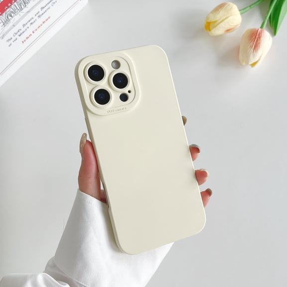 Allytechgroup Liquid Silicone Slim Phone Case for Apple iPhone 16 Pro Max, Ultra Thin Camera Lens Protective Anti-Scratch Shockproof Case Cover for Women Men, White