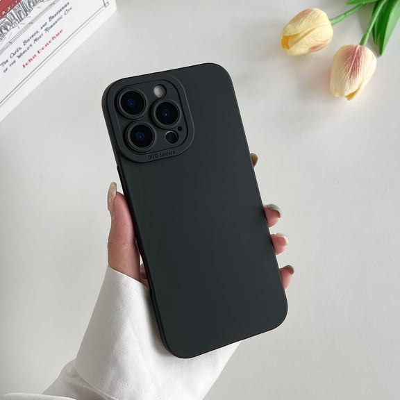 Allytechgroup Liquid Silicone Slim Phone Case for Apple iPhone 16 Pro Max, Ultra Thin Camera Lens Protective Anti-Scratch Shockproof Case Cover for Women Men, Black
