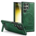 thumbnail image 1 of Allytechgroup Luxury Case for Samsung Galaxy S22 Plus with Hidden Kickstand, [Compatible with MagSafe], Premium PU Leather + Soft TPU Inner Shockproof Anti-Fall Protective Slim Fashion Case, Darkgreen, 1 of 8
