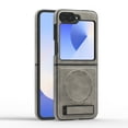 thumbnail image 1 of Luxury Case for Samsung Galaxy Z Flip 7 FE/ 6 with Hidden Kickstand, [Compatible with MagSafe], Premium PU Leather Soft TPU Inner Shockproof Anti-Fall Protective Slim Fashion Case, Gray, 1 of 12