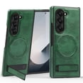thumbnail image 1 of Allytechgroup Luxury Case for Samsung Galaxy Z Fold 5 with Hidden Kickstand, [Compatible with MagSafe], Premium PU Leather Soft TPU Inner Shockproof Anti-Fall Protective Slim Fashion Case, Darkgreen, 1 of 12