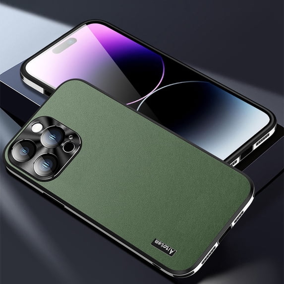 Allytechgroup Luxury Case for iPhone 16 Compatible with Wireless Charging, Premium PU Leather Hybrid Slim Lightweight Anti-Scratch Case with Camera Lens Protector for iPhone 16, Green