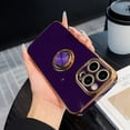thumbnail image 1 of Allytechgroup Luxury Plating Case Cover for Apple iPhone 14 Plus, Slim Fit Back Cover with Ring Holder Kickstand Shockproof Bumper Anti-Scratch Phone Case for Girls Women, Darkpurple, 1 of 8