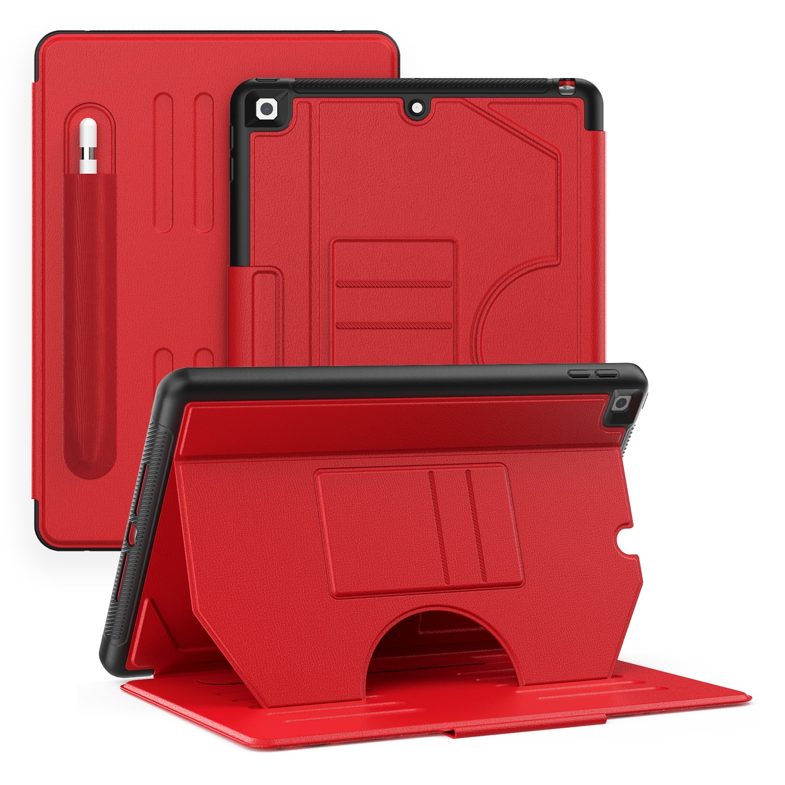 Allytechgroup Luxury iPad Air 11 Case 2024, Elegant Business Type Cover with Pencil Holder - Multi Angle Viewing Stand and Shockproof Apple iPad Air Case 11 inch 2024, Red