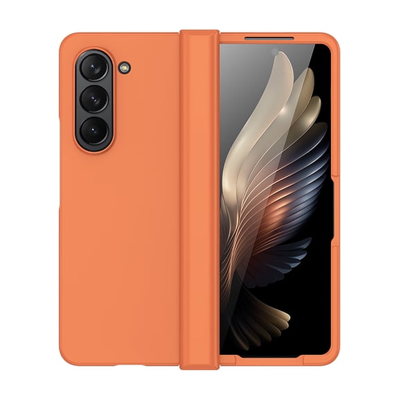Allytechgroup Macaron Color Phone Case for Samsung Galaxy Z Fold 5, Slim Fit Bumper Shockproof Stylish Anti-Fringerprint Protective Drop Proof Case for Galaxy Z Fold 5, Orange