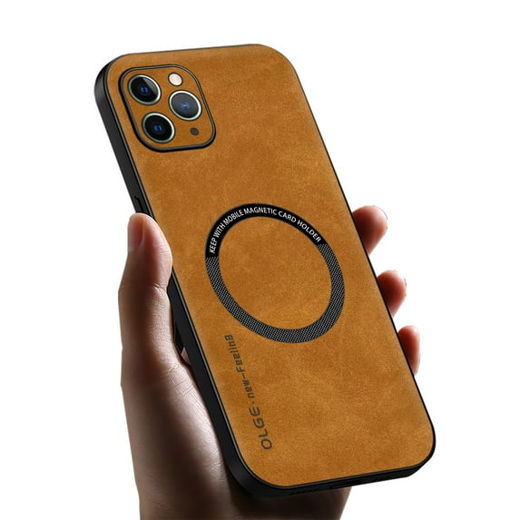 Allytechgroup MagSafe Compatible Phone Case for Apple iPhone 12 Pro Max, Slim Fit PU Leather TPU Back Cover Magnetic Shockproof Bumper Lightweight Retro Case Cover for iPhone 12 Pro Max, Brown