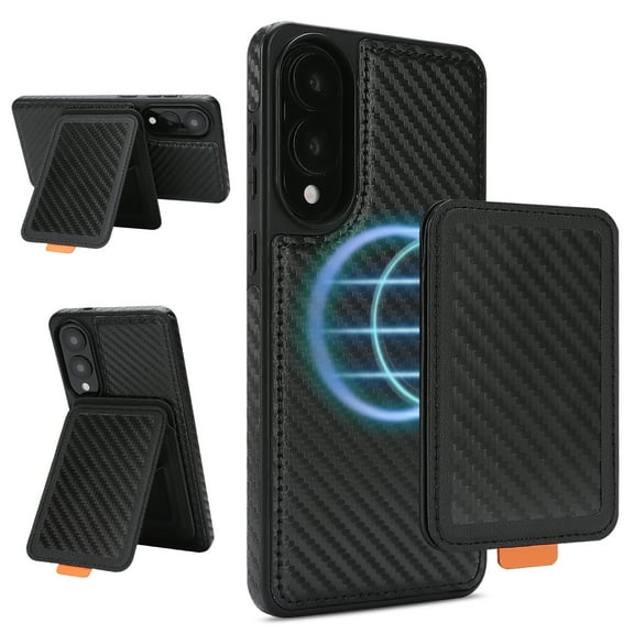 Allytechgroup Magentic Case for Samsung Galaxy S25 Edge, Built-in Detachable Card Holder RFID Blocking Stand Wallet Phone Case Shockproof Protective Back Cover for Samsung Galaxy S25 Edge, Black