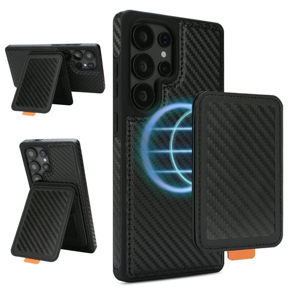 Allytechgroup Magentic Case for Samsung Galaxy S25 Ultra, Built-in Detachable Card Holder RFID Blocking Stand Wallet Phone Case Shockproof Protective Back Cover for Samsung Galaxy S25 Ultra, Black