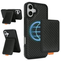 Allytechgroup Magentic Case for iPhone 16, Built-in Detachable Card Holder RFID Blocking Stand Wallet Phone Case Shockproof Protective Back Cover for iPhone 16 Women Men, Black