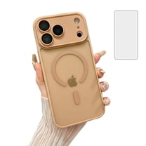 Allytechgroup Magentic Case for iPhone 17 Pro Max with Screen Protection, Compatible with Magsafe Camera Lens Protective Shockproof Matte Back Cover Anti-Scratch for iPhone 17 Pro Max, Desertgold