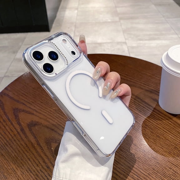 Allytechgroup Magnetic Back Cover for Apple iPhone 17 Pro Max Case, Shock-Absorbent Lightweight Non-Slip Protective Rugged With Support Wireless Charging PC+TPU Bumper with AI Photo Button, White