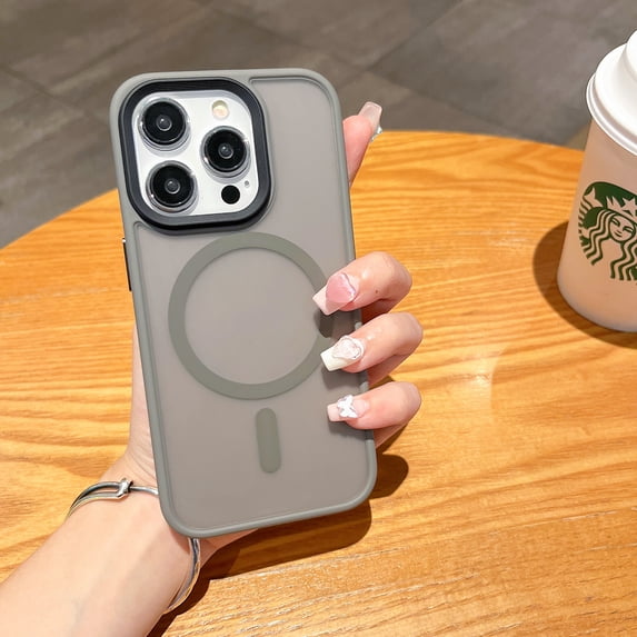 Allytechgroup Magnetic Back Cover Case for Apple iPhone 15 Pro, Compatible with Magsafe Translucent Anti-Yellow Bumper Anti-Scratch Minimalist Phone Case for iPhone 15 Pro, Gray