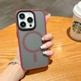 thumbnail image 1 of Allytechgroup Magnetic Back Cover Case for Apple iPhone 15 Pro, Compatible with Magsafe Translucent Anti-Yellow Bumper Anti-Scratch Minimalist Phone Case for iPhone 15 Pro, Red, 1 of 9