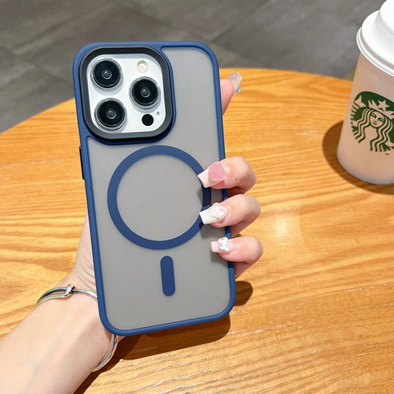 Allytechgroup Magnetic Back Cover Case for Apple iPhone 15 Pro, Compatible with Magsafe Translucent Anti-Yellow Bumper Anti-Scratch Minimalist Phone Case for iPhone 15 Pro, Royalblue