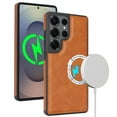 thumbnail image 1 of Allytechgroup Magnetic Back Cover for Samsung Galaxy S23 Plus, Shockproof TPU & PU Leather Case with Anti-Scratch Matte Finish Non-Slip Grip Support Wireless Charging Support for Women Men, Brown, 1 of 5