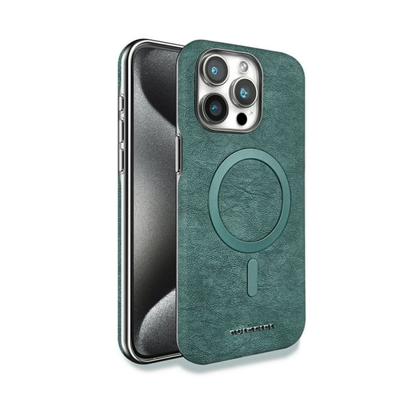 Allytechgroup Magnetic Back Cover for Apple iPhone 15 Pro Max - Shockproof and Wireless Charging Compatible, Green