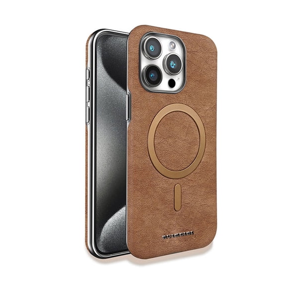 Allytechgroup Magnetic Back Cover for Apple iPhone 16 - Shockproof and Wireless Charging Compatible, Brown